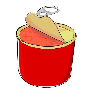Simple Vector, hand draw sketch of Blank Cylinder corned beef can, isolated o Stock Illustration