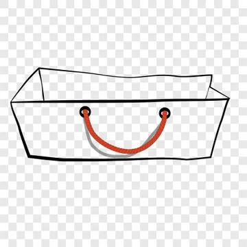 Simple Vector Hand Draw Sketch of Paper Bag with brown rope, for mock up, at  Stock Illustration
