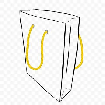 Simple Vector Hand Draw Sketch of Paper Bag with yellow rope, at transparent  Stock Illustration