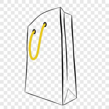 Simple Vector Hand Draw Sketch of Paper Bag with yellow rope, at transparent  Stock Illustration