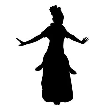 Simple Vector Hand Draw Sketch and silhouette of Young Girl Traditional West  Stock Illustration