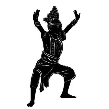 Simple Vector Hand Draw Sketch and silhouette of Young Girl Traditional West  스톡 일러스트