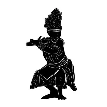 Simple Vector Hand Draw Sketch and silhouette of Young Girl Traditional West  Stock Illustration