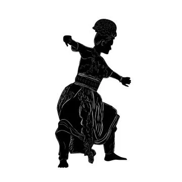 Simple Vector Hand Draw Sketch and silhouette of Young Girl Traditional West  Stock Illustration