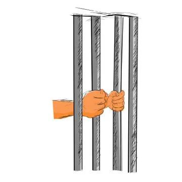 Simple Vector Hand Draw Sketch Flat Color, Ilustration for prisoner Inside th Stock Illustration