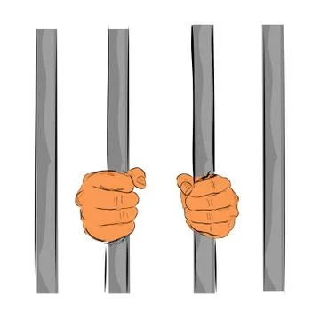 Simple Vector Hand Draw Sketch Flat Color, Ilustration for prisoner Inside th Illustrazione stock