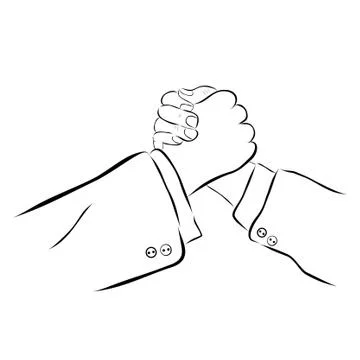 Simple Vector Hand Draw Sketch, man and woman Handshaking Stock Illustration
