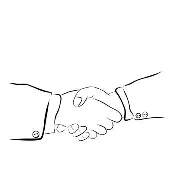 Simple Vector Hand Draw Sketch, 2 man Handshaking Stock Illustration