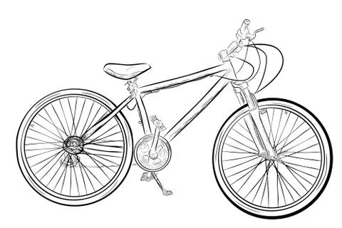 Simple Vector Hand Draw Sketch mountain bike Stock Illustration