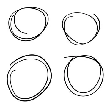 Simple Vector Hand Draw Sketch, multiple line rectangle oval and circle crayo Stock Illustration