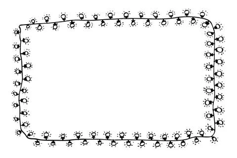 Simple Vector hand draw sketch Rectangle Frame from Small Lamp Illustrazione stock
