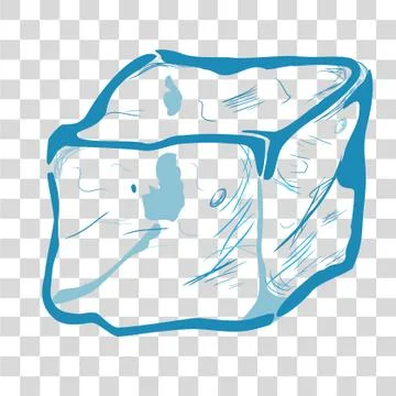 Simple Vector Hand Draw Sketch, Melting Ice Cube, at at Transparent Effect Ba Stock Illustration