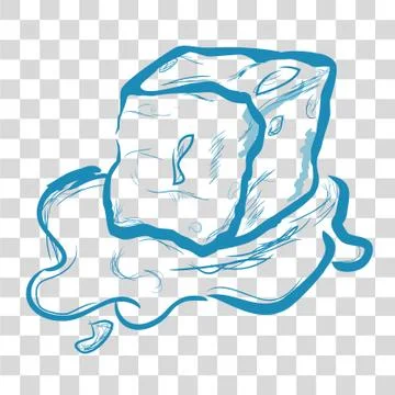 Simple Vector Hand Draw Sketch, Melting Ice Cube, at at Transparent Effect Ba Stock Illustration