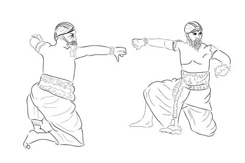Simple Vector Hand Draw Sketch and Black Outline Reog Traditional Dance from  Stock Illustration