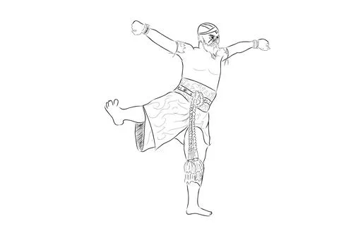 Simple Vector Hand Draw Sketch and Black Outline Reog Traditional Dance from  Stockillustratie