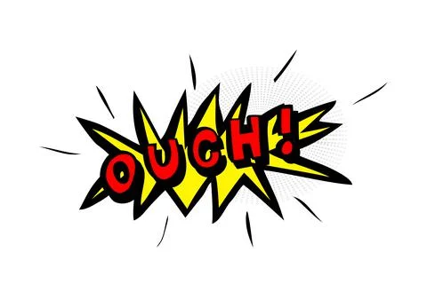 Simple Vector Hand Draw Sketch Shout out, Ouch, with oval halftone, Isolated  Stock Illustration