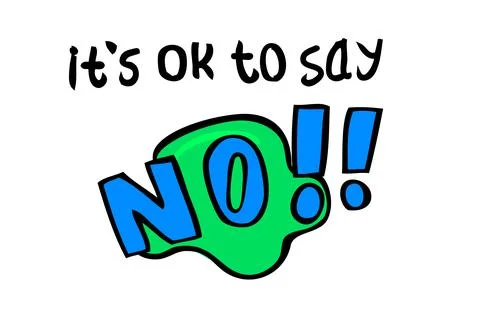 Simple Vector Hand Draw Sketch Quote, It is Ok to Say No, Isolated on White Illustrazione stock