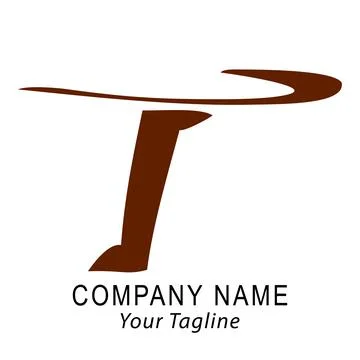 Simple Vector Hand Draw Sketch Logo Script T, For Classic Corporate, at White Stock Illustration