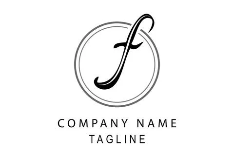Simple Vector Hand Draw Sketch Black Logo Script F, For Classic Elegance Corp Stock Illustration