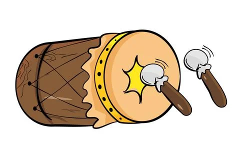 Simple Vector Hand Draw Sketch of Bedug or beduk and stick indonesia traditio Stock Illustration