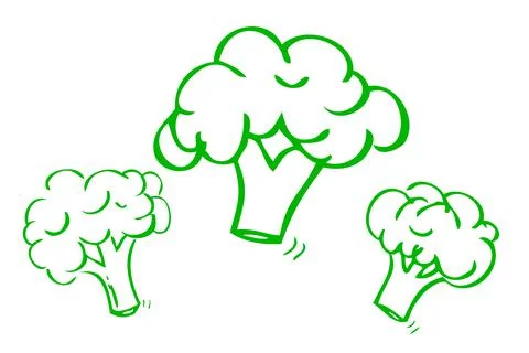 Simple vector hand draw sketch, three brocoli Stock Illustration