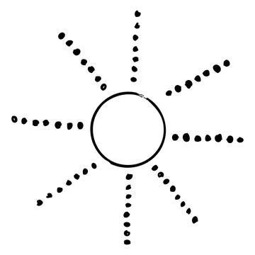 Simple Vector Hand draw Sketch of Sunburst, sun Burst, Isolated on White Stock Illustration