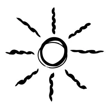 Simple Vector Hand draw Sketch of Sunburst, sun Burst, Isolated on White Stock Illustration