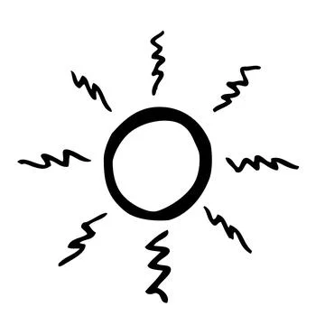 Simple Vector Hand draw Sketch of Sunburst, sun Burst, Isolated on White Stock Illustration
