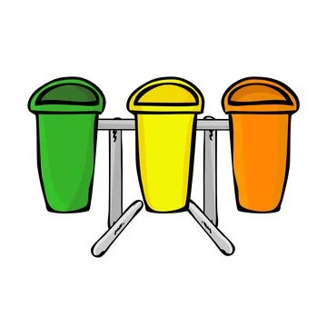 Simple Vector Hand Draw Sketch of Green, Yellow and Orange Empty Clean and ti Stock Illustration