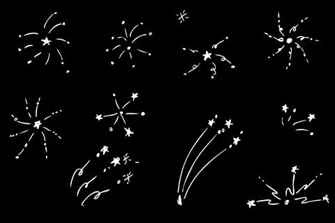Simple Vector Hand Draw Sketch of Fire Works Stock Illustration