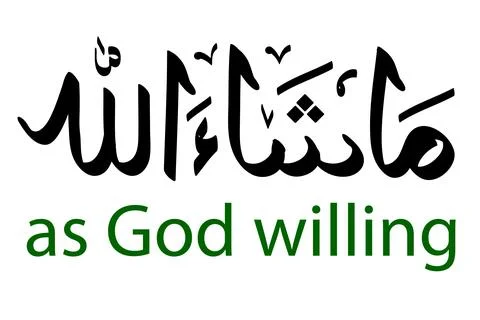 Simple vector hand Draw Sketch in 2 Language, Arabic and english, masya allah Illustrazione stock