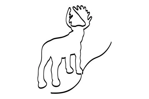 Simple vector hand draw sketch moose or big deer, isolated on white Stock Illustration