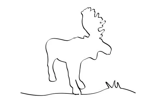 Simple vector hand draw sketch moose or big deer, isolated on white Stock Illustration