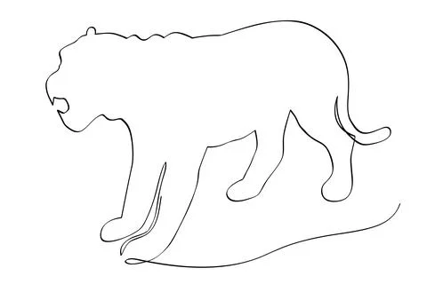 Simple vector hand draw sketch tiger or big deer, isolated on white Stock Illustration