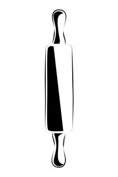 Simple vector hand draw sketch of rolling pin, isolated on white Stock Illustration