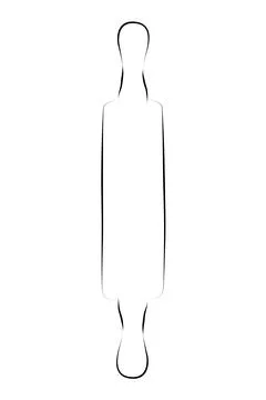Simple vector hand draw sketch of rolling pin, isolated on white Stock Illustration