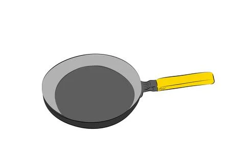 Simple vector hand draw sketch pan, isolated on white Stock Illustration