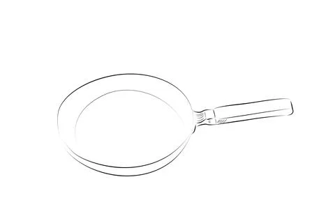 Simple vector hand draw sketch pan, isolated on white Stock Illustration