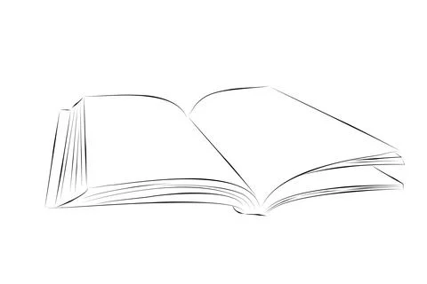 Simple vector hand draw sketch open book, isolated on white Stock Illustration