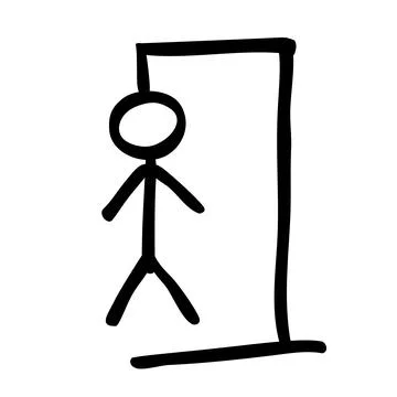 Simple vector hand draw sketch doodle suicide, isolated on white Stock Illustration