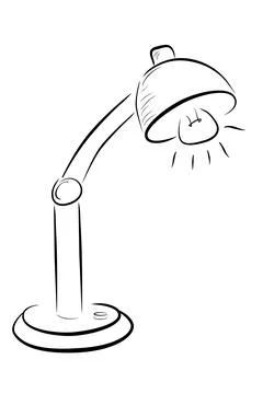 Simple vector hand draw sketch doodle desk lamp, isolated on White Stock Illustration