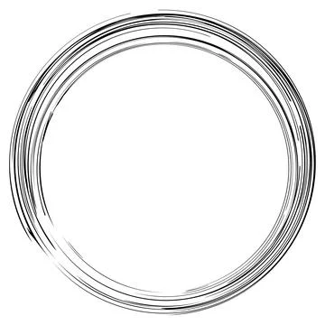 Simple vector hand draw sketch circle frame from multiple black line Stock Illustration