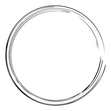 Simple vector hand draw sketch circle frame from multiple black line Stock Illustration