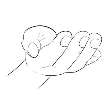 Simple Vector Hand Draw Sketchy Gesture Hand, Ready to Receive or Give Someth Stock Illustration