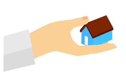 Simple Vector Hand, House Offering, isolated on White Stock Illustration