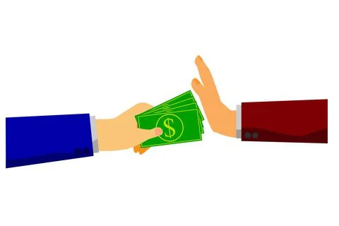 Simple Vector Hand Refuse Dollar Paper Money from Other, Isolated on White Stock Illustration