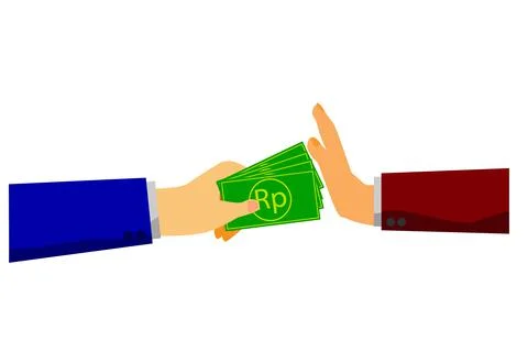 Simple Vector Hand Refuse Rupiah Paper Money from Other, Isolated on White Stock Illustration