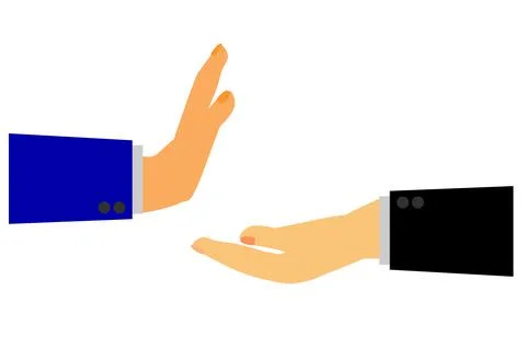 Simple vector Hand Refuse Something from other Hand, Isolated on White Stock Illustration