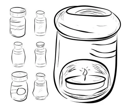 Simple vector hand sraw sketch doodle of aromatherapy Oil burner and essent.. Illustrazione stock
