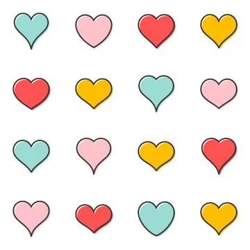 Simple vector heart outline icons Illustrazione stock